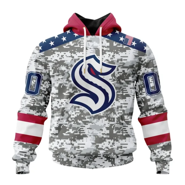 Hoodie NHL Seattle Kraken Special Camo Design For Veterans Day St2301