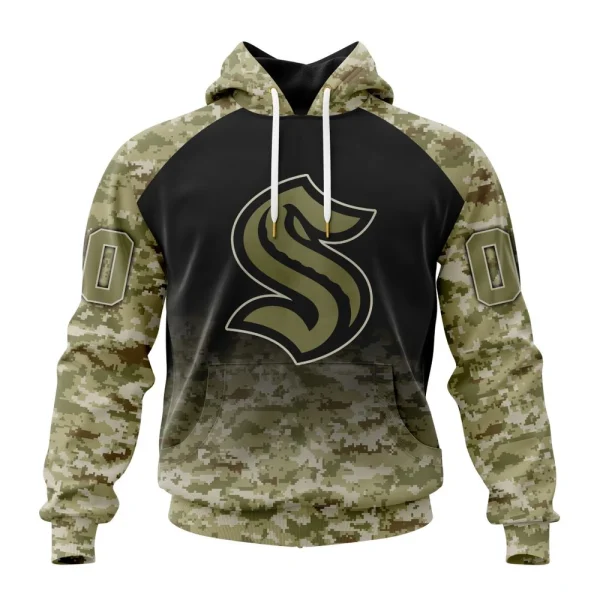 Hoodie NHL Seattle Kraken Special Camo Design For Veterans Day St2302