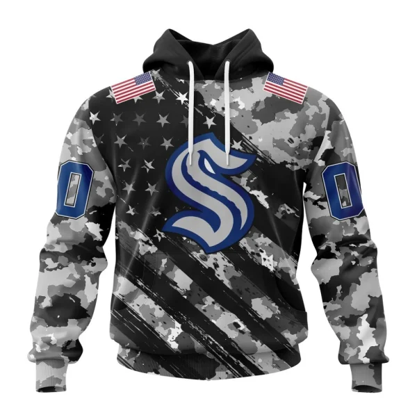 Hoodie NHL Seattle Kraken Special Camo Military Design St2301