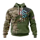 Hoodie NHL Seattle Kraken Special Camo Skull Design St2303