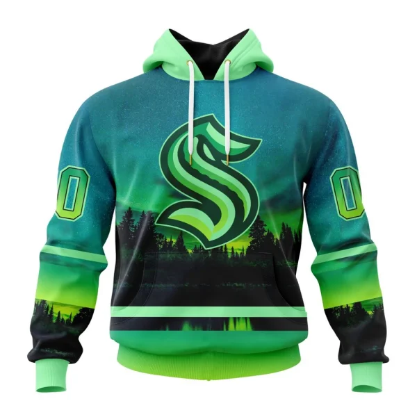 Hoodie NHL Seattle Kraken Special Northern Lights Design St2302