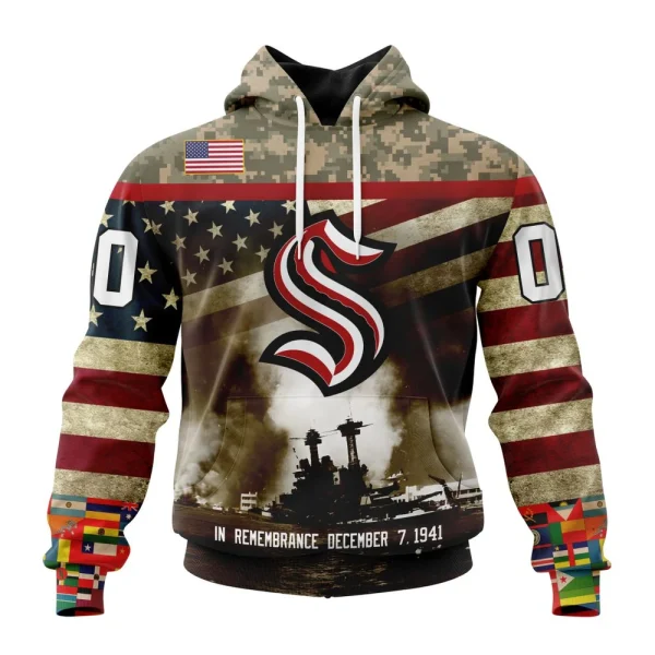 Hoodie NHL Seattle Kraken, Specialized Unisex Kits Remember Pearl Harbor