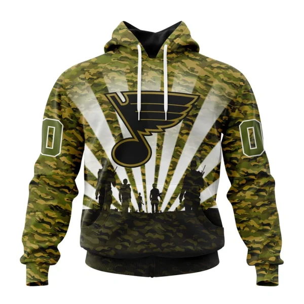 Hoodie NHL St Louis Blues Special Military Camo Kits For Veterans Day And Rememberance Day St2201