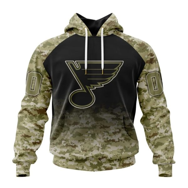 Hoodie NHL St. Louis Blues Special Camo Design For Veterans Day St2302