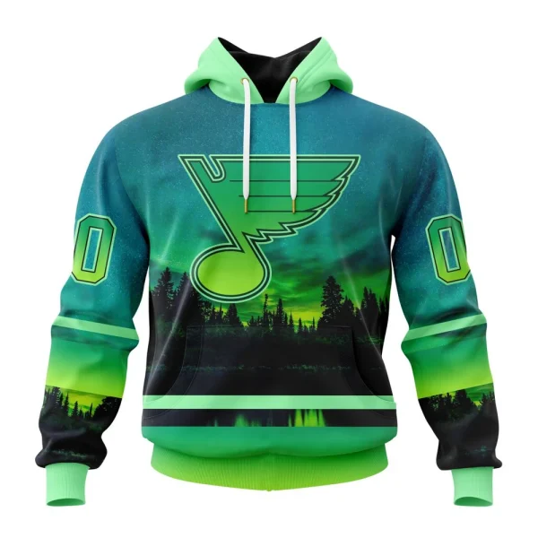 Hoodie NHL St. Louis Blues Special Northern Lights Design St2302