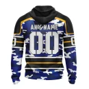Hoodie NHL St. Louis Blues, Specialized Design Wih Camo Team Color And Military Force Logo