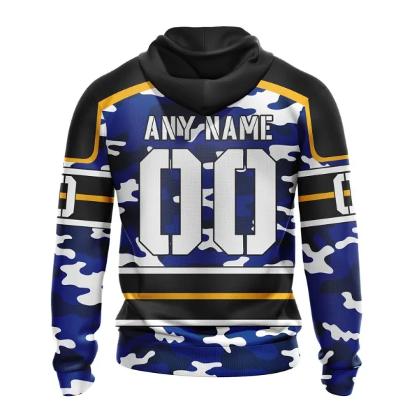 Hoodie NHL St. Louis Blues, Specialized Design Wih Camo Team Color And Military Force Logo - Image 2