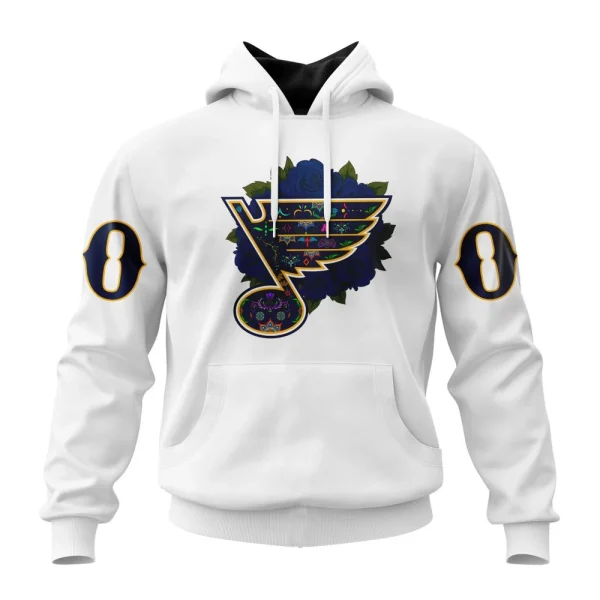 Hoodie NHL St. Louis Blues, Specialized Unisex Kits Dia De Muertos