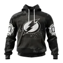 Hoodie NHL Tampa Bay Lightning Special Black Camo Design For Veterans Day St2304