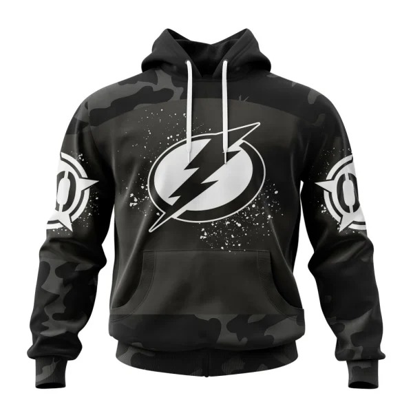Hoodie NHL Tampa Bay Lightning Special Black Camo Design For Veterans Day St2304