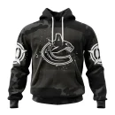 Hoodie NHL Vancouver Canucks Special Black Camo Design For Veterans Day St2304