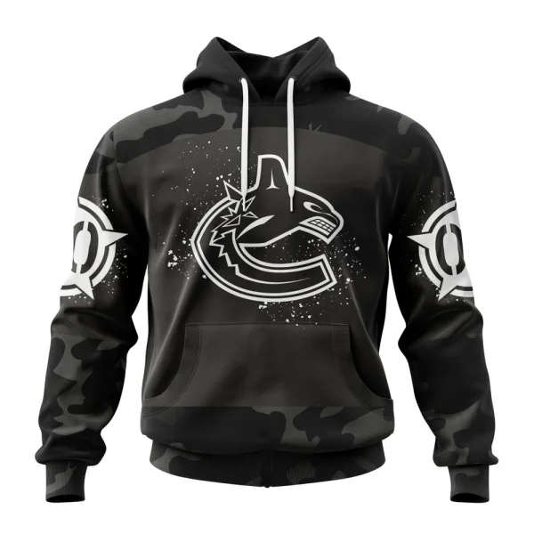 Hoodie NHL Vancouver Canucks Special Black Camo Design For Veterans Day St2304