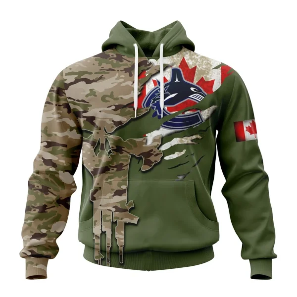 Hoodie NHL Vancouver Canucks Special Camo Skull Design St2303
