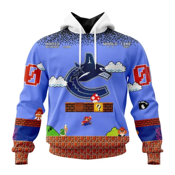 Hoodie NHL Vancouver Canucks Special Kits With Super Mario Game Design