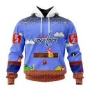 Hoodie NHL Washington Capitals Special Kits With Super Mario Game Design
