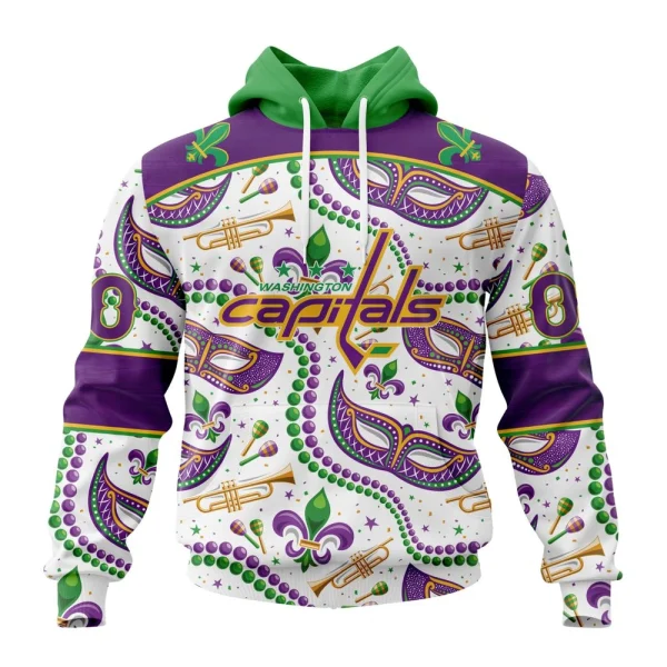 Hoodie NHL Washington Capitals Special Mardi Gras Design St2401