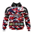 Hoodie NHL Washington Capitals, Specialized Design Wih Camo Team Color And Military Force Logo
