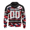 Hoodie NHL Washington Capitals, Specialized Design Wih Camo Team Color And Military Force Logo
