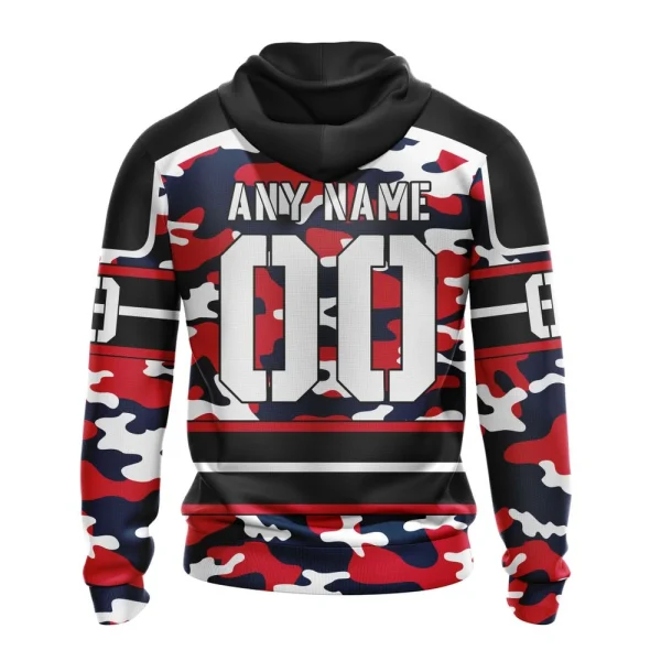 Hoodie NHL Washington Capitals, Specialized Design Wih Camo Team Color And Military Force Logo - Image 2