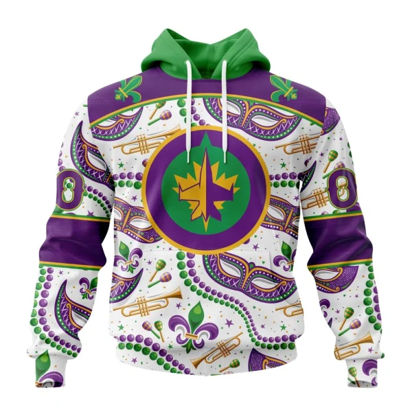 Hoodie NHL Winnipeg Jets Special Mardi Gras Design St2401