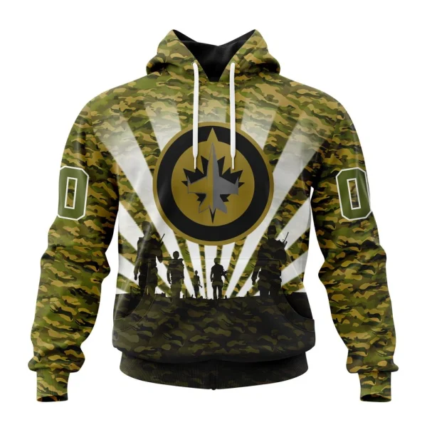 Hoodie NHL Winnipeg Jets Special Military Camo Kits For Veterans Day And Rememberance Day St2201