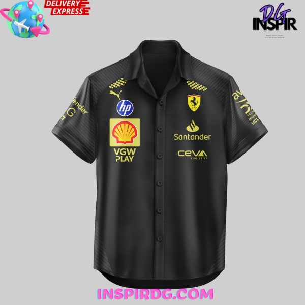 Scuderia Ferrari HP Italian GP 2024 Black Hawaiian Shirt - Image 2