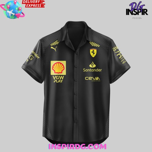 Scuderia Ferrari Italian GP 2024 Black Hawaiian Shirt - Image 2