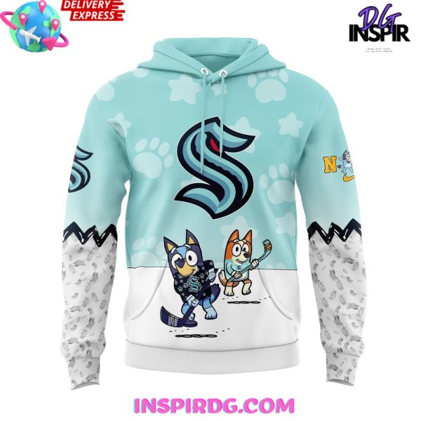 Seattle Kraken Bluey and Bingo Special Hoodie - Image 2