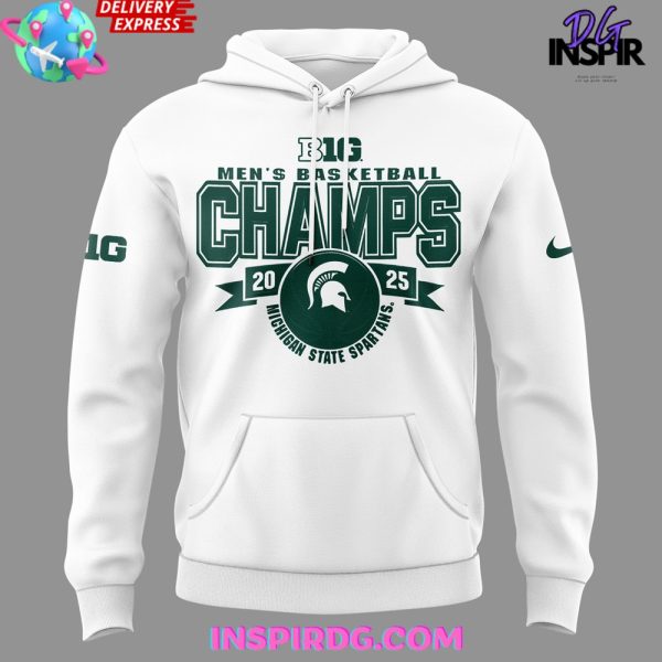 Michigan State Spartans Big Ten Champions 2025 White Hoodie - Image 2