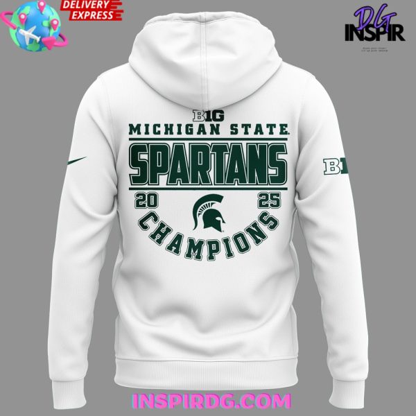 Michigan State Spartans Big Ten Champions 2025 White Hoodie - Image 3