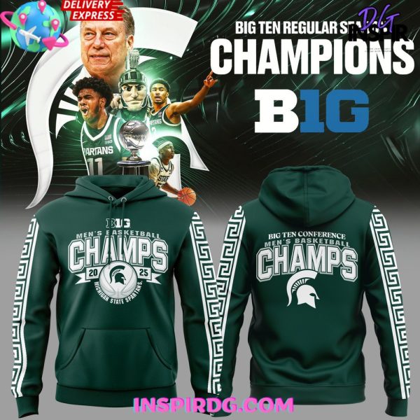 Michigan State Spartans Big Ten Champions 2025 Green Hoodie