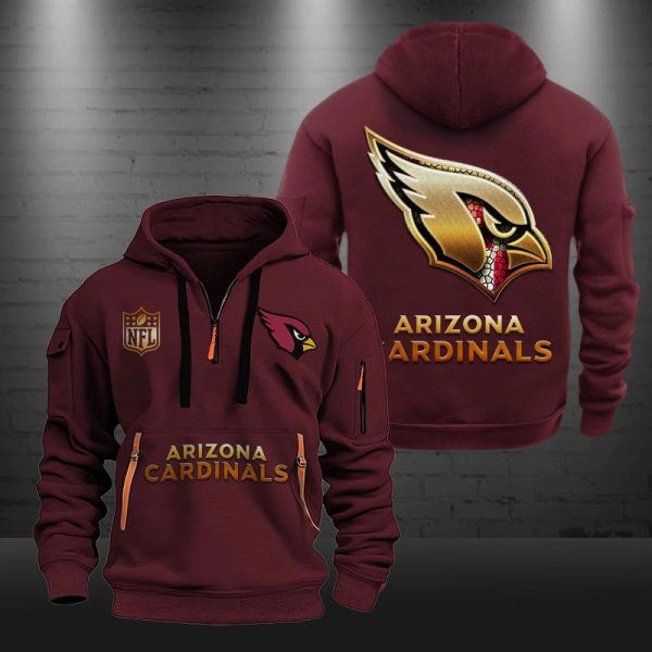 Arizona Cardinals Golden Logo NFL Quarter Zip Hoodie