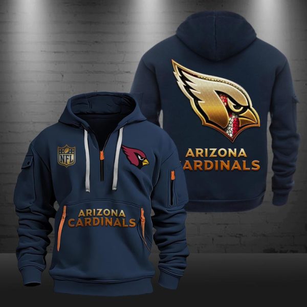 Arizona Cardinals Golden Logo NFL Quarter Zip Hoodie - Image 3