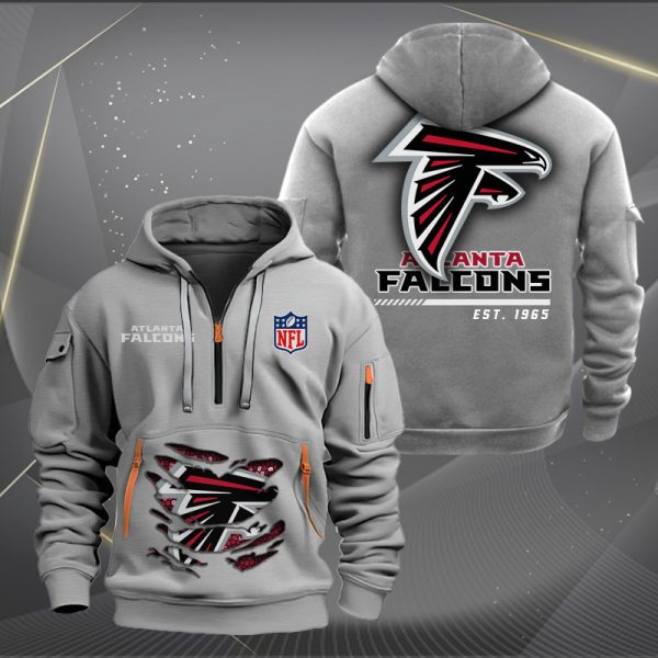 Atlanta Falcons Monster Scratch 2 Logo NFL Quarter Zip Hoodie - Image 3