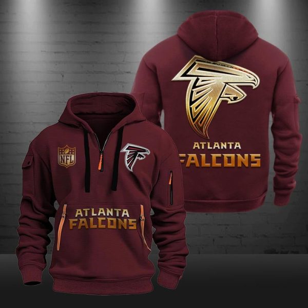 Atlanta Falcons Golden Logo NFL Quarter Zip Hoodie