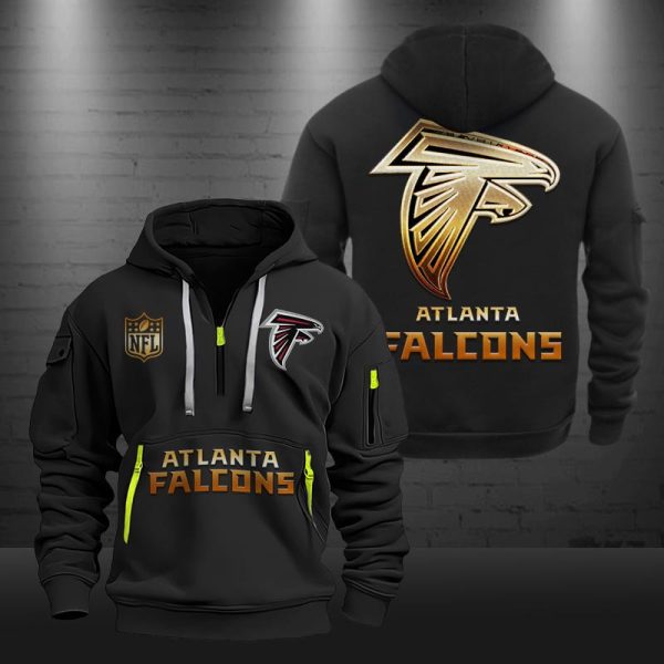 Atlanta Falcons Golden Logo NFL Quarter Zip Hoodie - Image 2