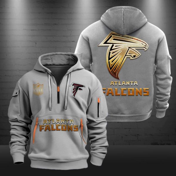 Atlanta Falcons Golden Logo NFL Quarter Zip Hoodie - Image 4
