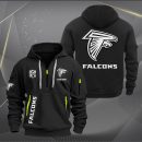 Atlanta Falcons White Logo NFL Quarter Zip Hoodie
