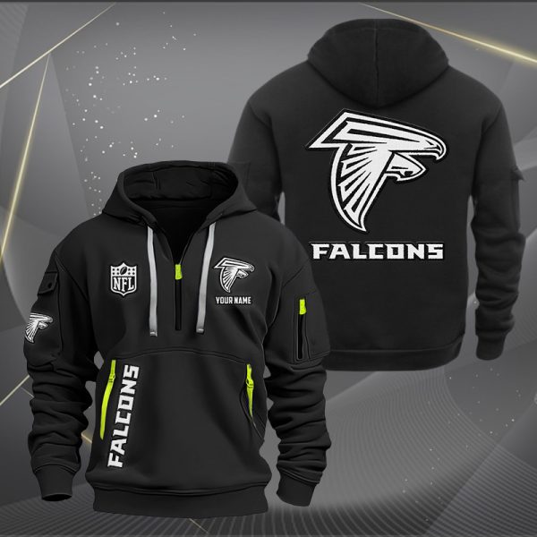 Atlanta Falcons White Logo NFL Quarter Zip Hoodie