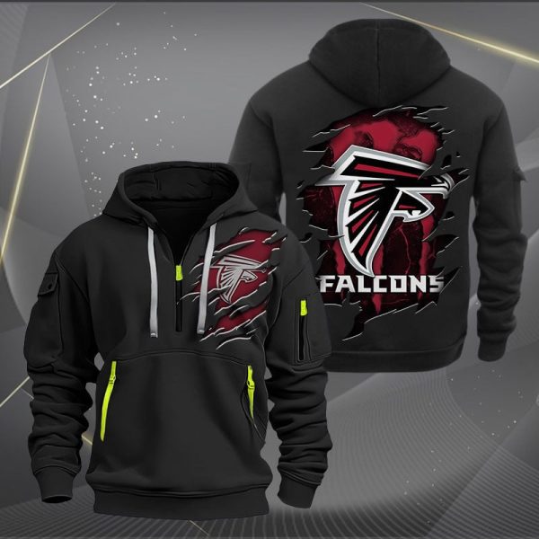 Atlanta Falcons Scratch Logo NFL Quarter Zip Hoodie Ver 221