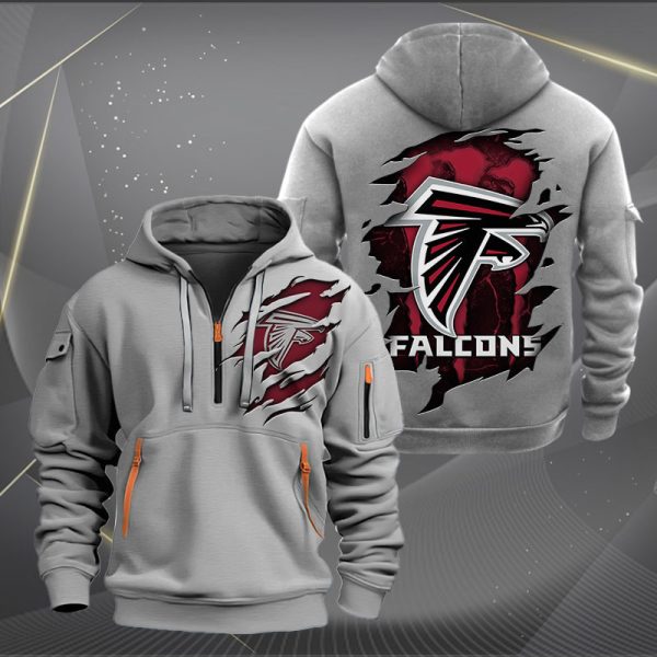 Atlanta Falcons Scratch Logo NFL Quarter Zip Hoodie Ver 221 - Image 3