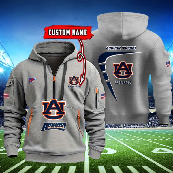Auburn Tigers Quarter Zip Hoodie Ver 21 - Image 3