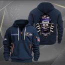 Baltimore Ravens Football Player Skull Quarter Zip Hoodie