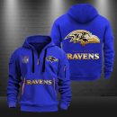 Baltimore Ravens Golden Logo NFL Quarter Zip Hoodie