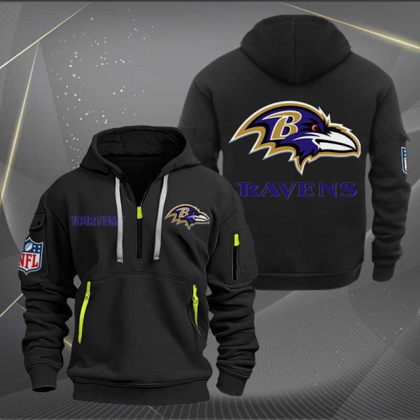 Baltimore Ravens Logo NFL Quarter Zip Hoodie Ver 257