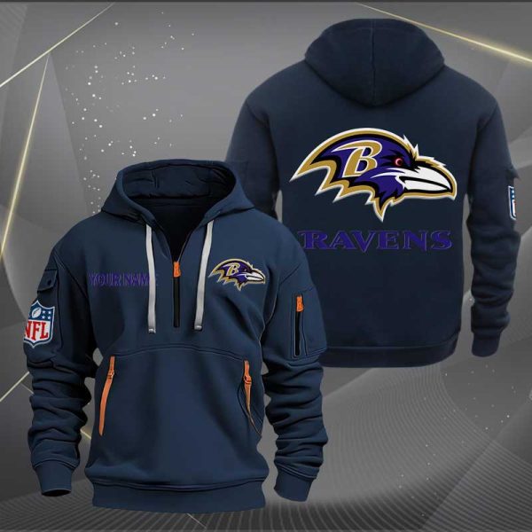 Baltimore Ravens Logo NFL Quarter Zip Hoodie Ver 257 - Image 2