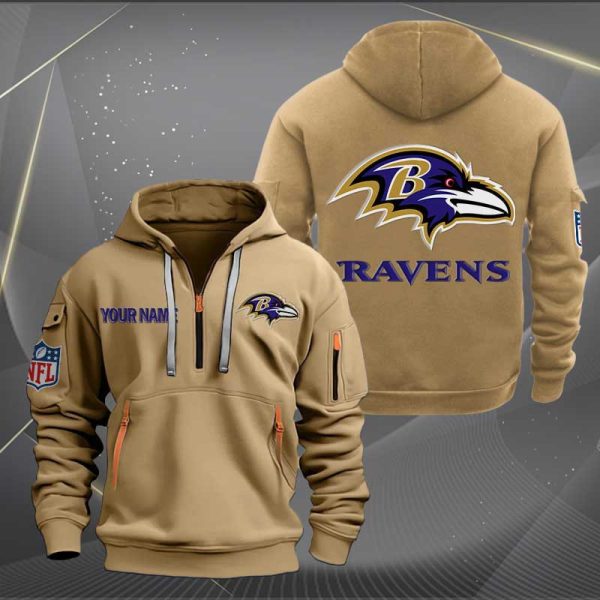 Baltimore Ravens Logo NFL Quarter Zip Hoodie Ver 257 - Image 4