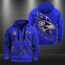 Baltimore Ravens Monster Scratch Logo NFL Quarter Zip Hoodie