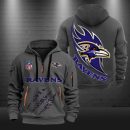 Baltimore Ravens Monster Scratch Logo NFL Quarter Zip Hoodie