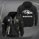 Baltimore Ravens White Logo NFL Quarter Zip Hoodie